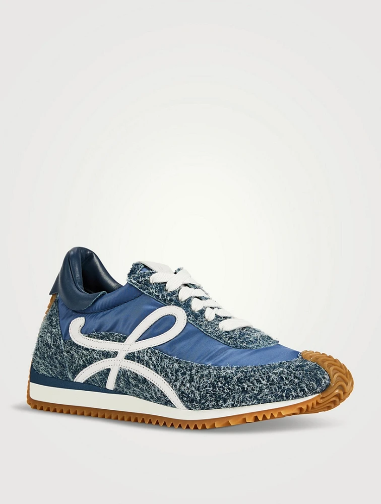Flow Runner Nylon And Brushed Suede Sneakers