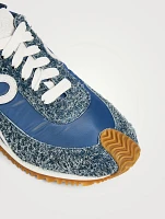 Flow Runner Nylon And Brushed Suede Sneakers