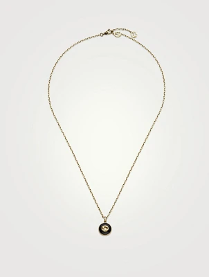 Gucci Interlocking 18K Gold Diamond Chain Necklace With Onyx