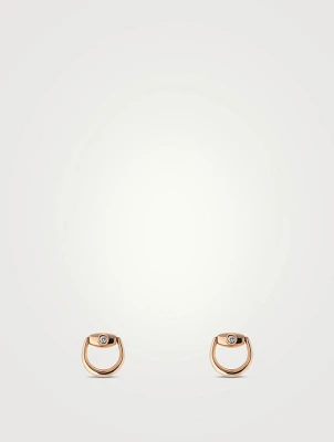 Horsebit 18K Rose Gold Diamond Stud Earrings