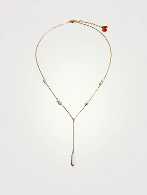 Calla Pearl Lariat Necklace