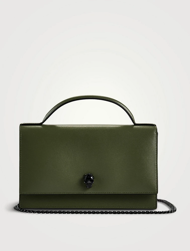 Medium Skull Leather Top Handle Bag