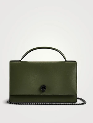 Medium Skull Leather Top Handle Bag