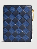 Small Intrecciato Leather And Denim Bifold Wallet