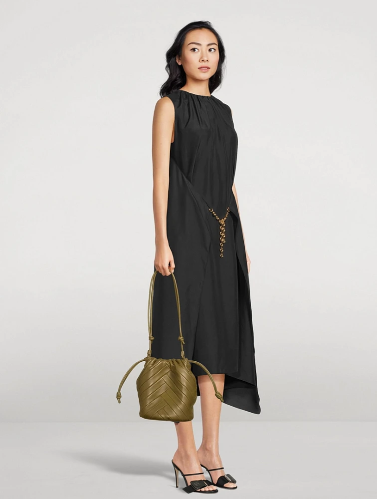 Flamenco Patchwork Leather Bucket Bag With Donut Chain