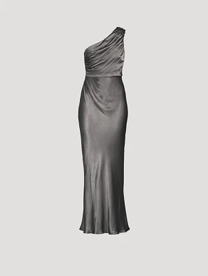 La Lune One-Shoulder Satin Gown