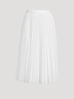 Pleated Poplin Midi Skirt