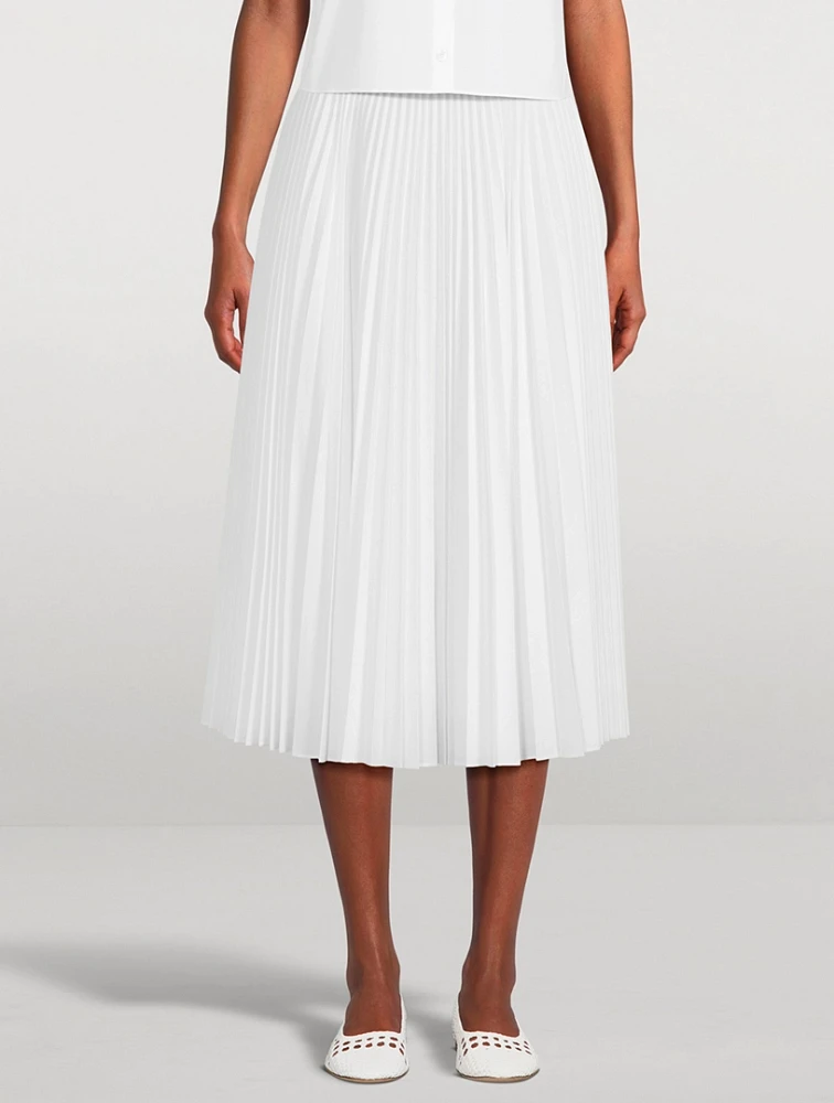 Pleated Poplin Midi Skirt