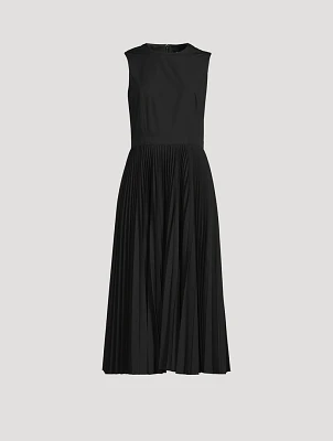 Pleated Poplin Midi Dress