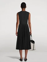 Pleated Poplin Midi Dress