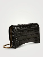 Hourglass Croc-Embossed Leather Wallet-On-Chain