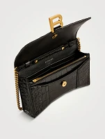 Hourglass Croc-Embossed Leather Wallet-On-Chain