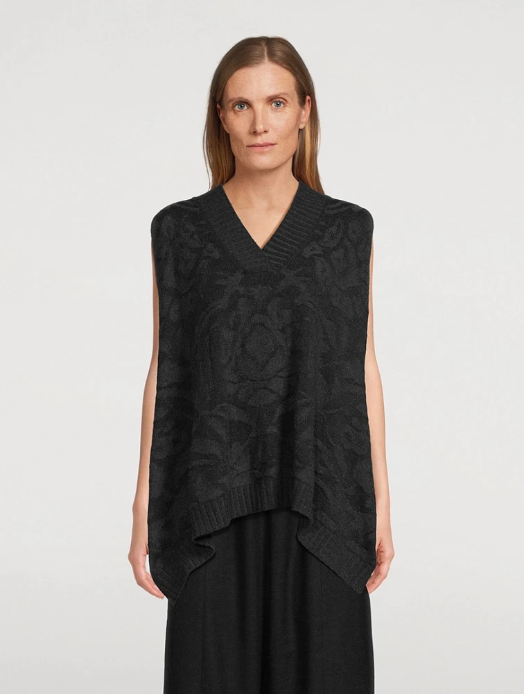 Floral Jacquard Cashmere Sweater Vest
