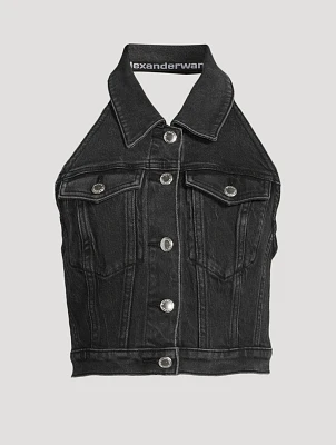 Stretch-Denim Halter Top