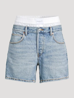 Layered Denim Shorts