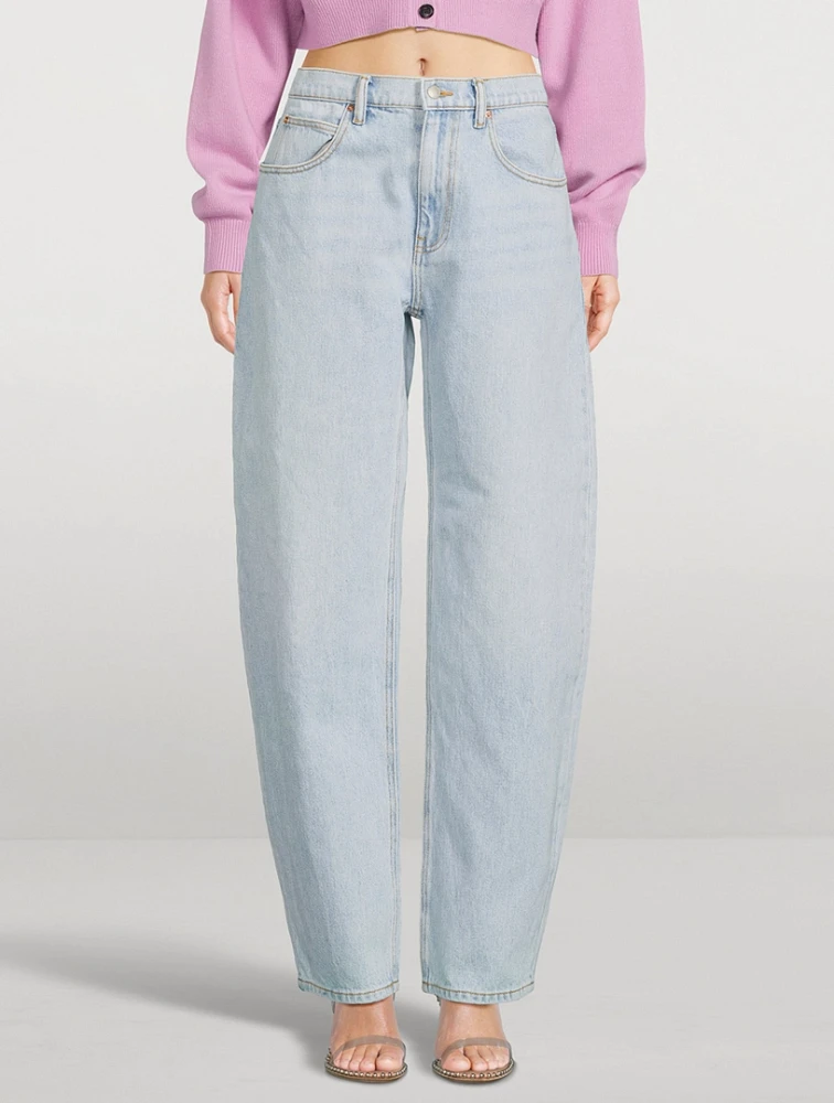 Zipped-Back Balloon-Leg Jeans