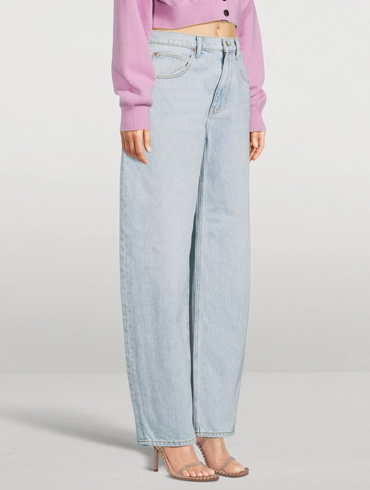 Zipped-Back Balloon-Leg Jeans