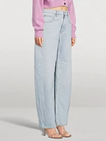 Zipped-Back Balloon-Leg Jeans