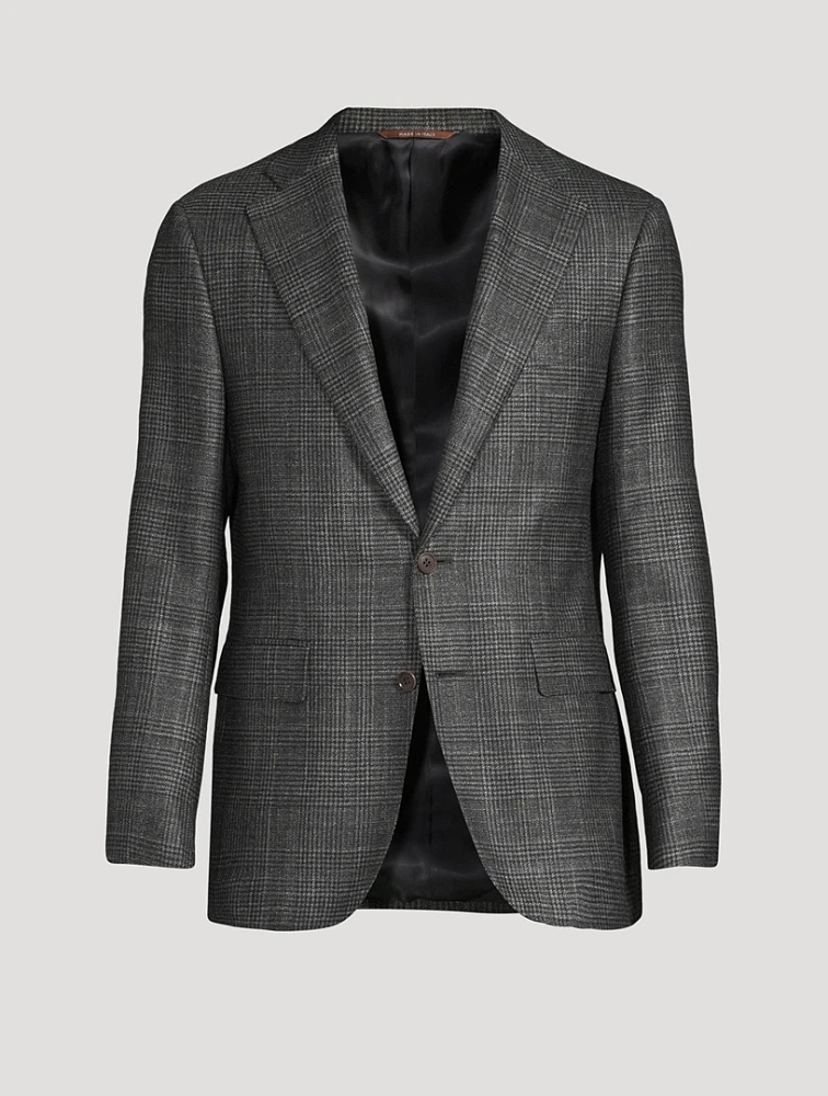 Wool Silk And Cashmere Jacket Check Print