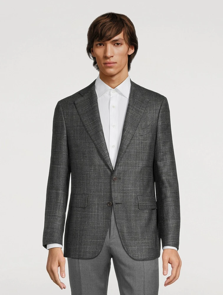 Wool Silk And Cashmere Jacket Check Print
