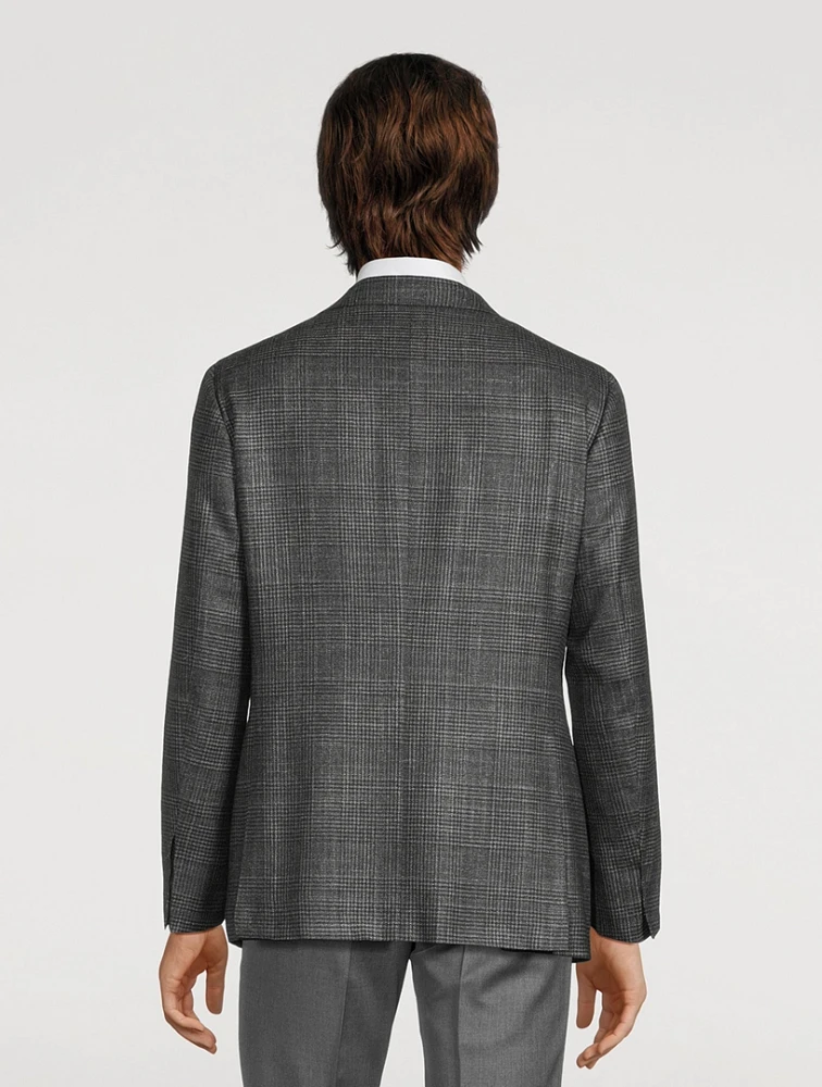 Wool Silk And Cashmere Jacket Check Print