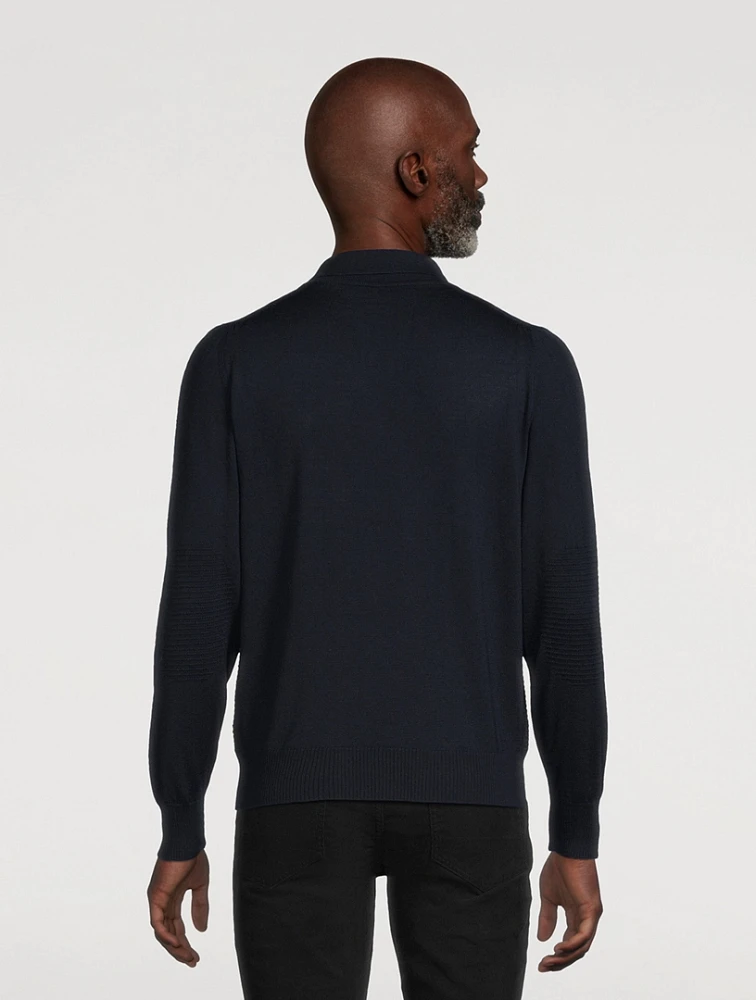 Wool Long-Sleeve Polo Shirt