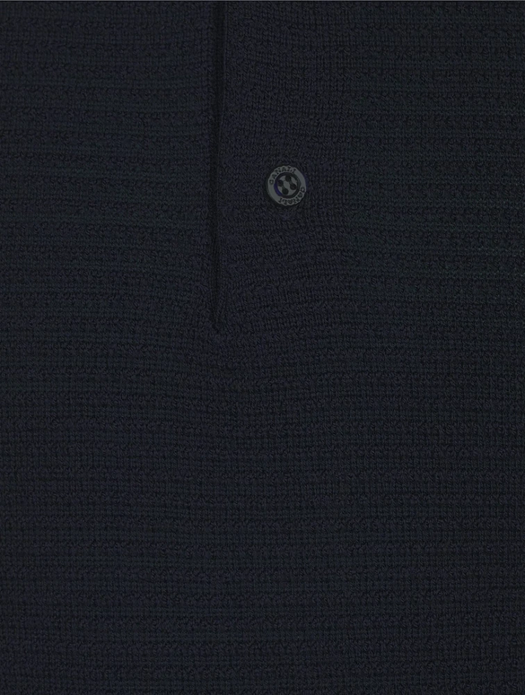 Wool Long-Sleeve Polo Shirt