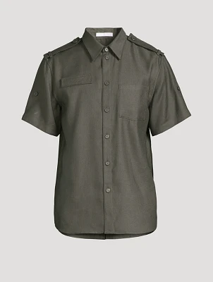 Linen-Blend Short-Sleeve Shirt