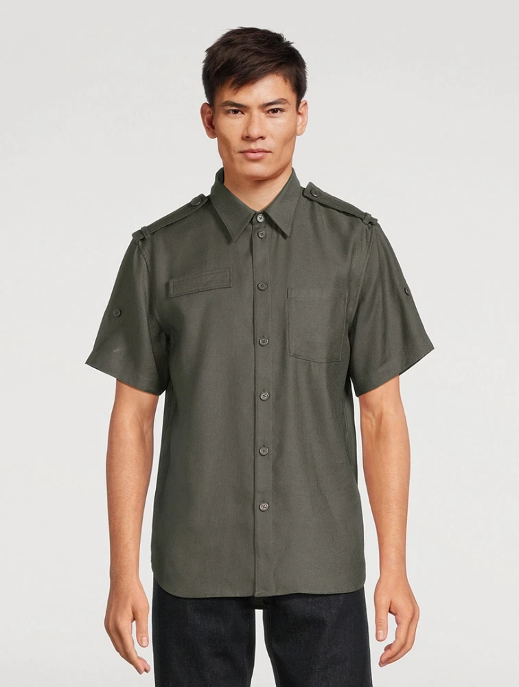 Linen-Blend Short-Sleeve Shirt