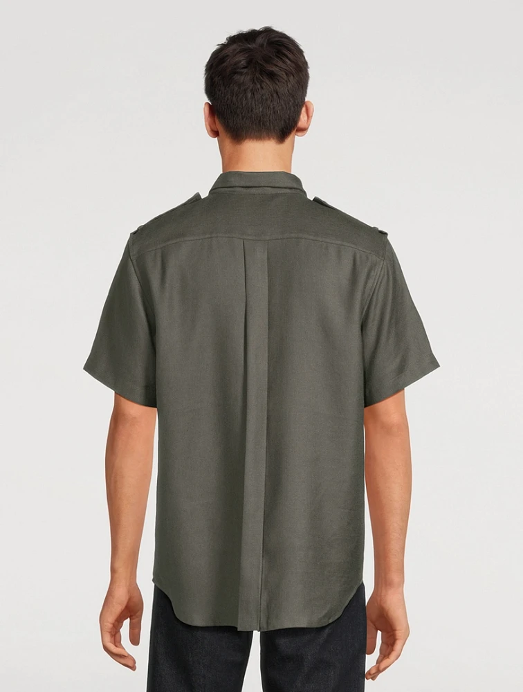 Linen-Blend Short-Sleeve Shirt