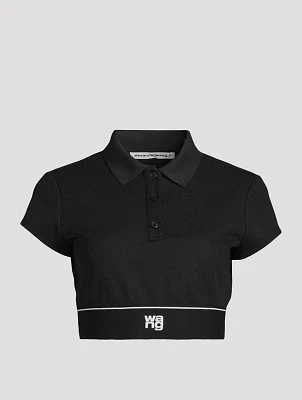 Cropped Pique Polo Shirt