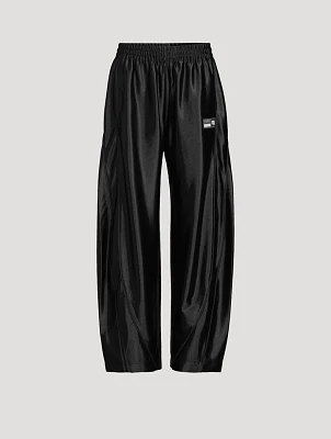 Satin Jersey Wide-Leg Track Pants