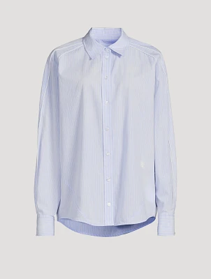 Oversized Cotton Shirt Stripe Print