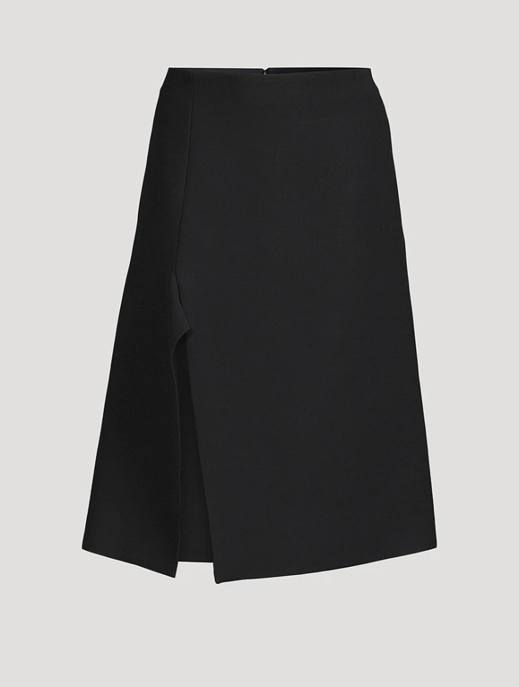 Wool Silk Midi Skirt