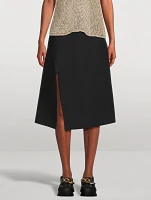Wool Silk Midi Skirt