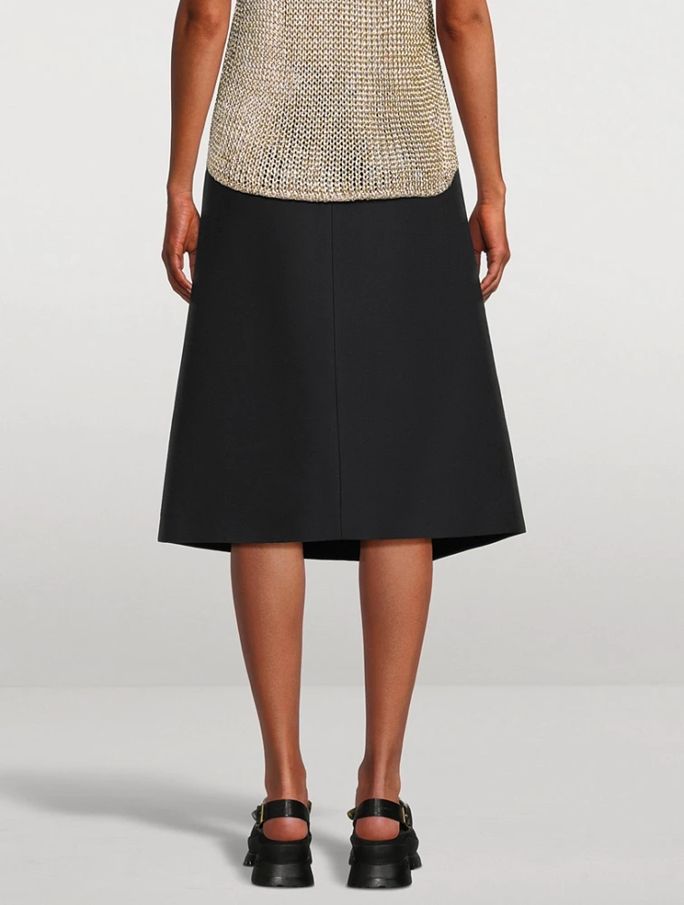 Wool Silk Midi Skirt