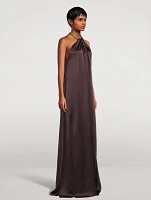 Chain-Trimmed Satin Gown