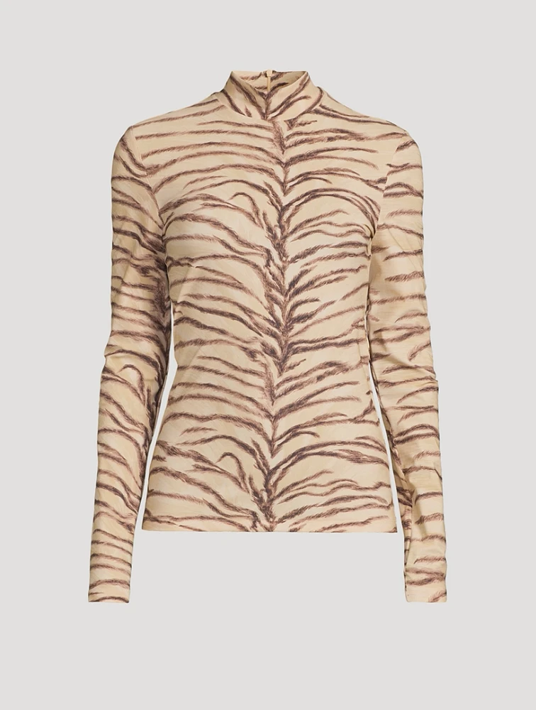 Jersey Top Tiger Stripe Print