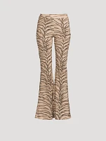 Flared Jersey Trousers Tiger Stripe Print