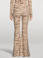 Flared Jersey Trousers Tiger Stripe Print