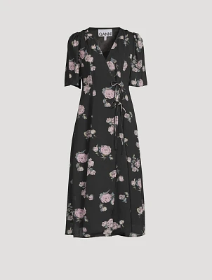 Crêpe Wrap Dress Floral Print