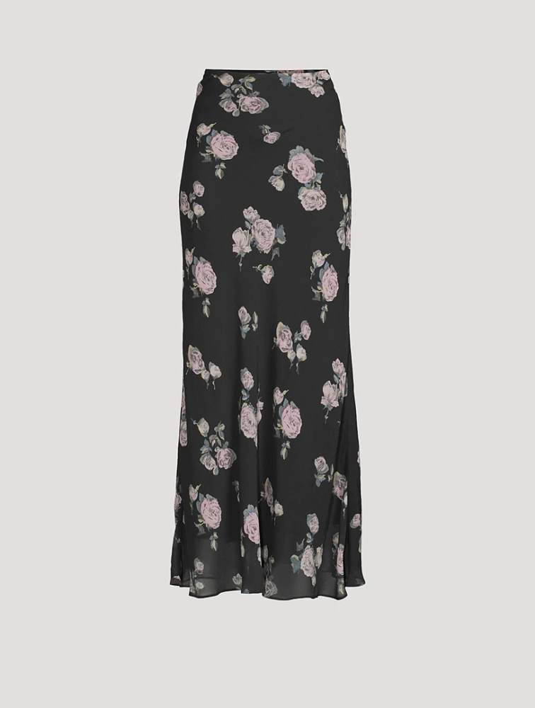 Crêpe Maxi Skirt Floral Print