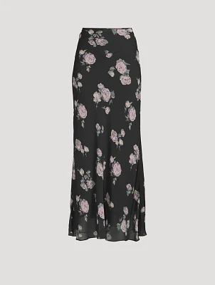 Crêpe Maxi Skirt Floral Print