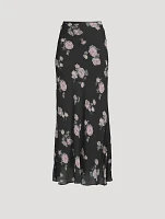 Crêpe Maxi Skirt Floral Print
