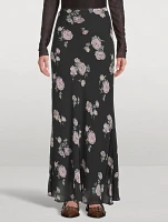 Crêpe Maxi Skirt Floral Print
