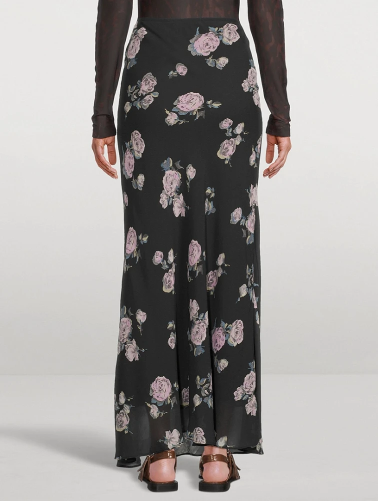 Crêpe Maxi Skirt Floral Print