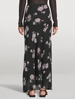 Crêpe Maxi Skirt Floral Print