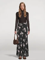 Crêpe Maxi Skirt Floral Print