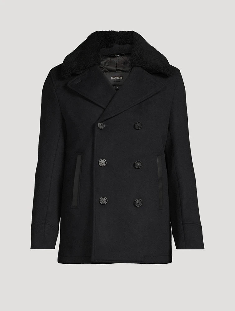 Cole Wool Double-Breasted Jacket With Shearling Collar