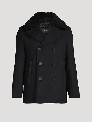 Cole Wool Double-Breasted Jacket With Shearling Collar